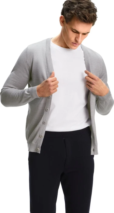Falke Basic Apparel Cardigan V-Ausschnitt Strickjacke light grey (Herren)
