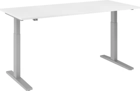 Hammerbacher Ergonomic Aktiv XMKA12 elektrisch höhenverstellbarer Sitz-Steh-Schreibtisch 120x80cm weiß/silber