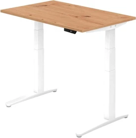Hammerbacher Ergonomic Aktiv XBHM12 elektrisch höhenverstellbarer Sitz-Steh-Schreibtisch 120x80cm Asteiche/weiß