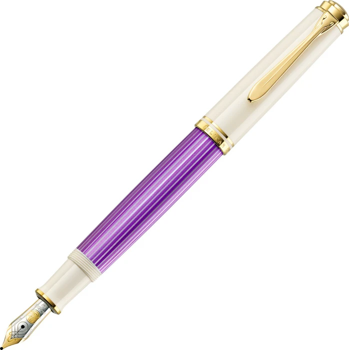 Pelikan Souverän M600 violett/weiß, rechte Hand, fein, Geschenkbox