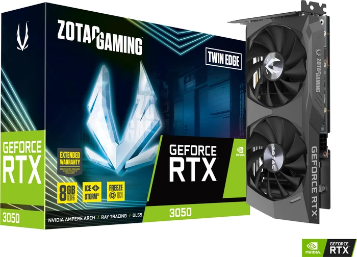 Zotac Gaming GeForce RTX 3050 Twin Edge, 8GB GDDR6, HDMI, 3x DP