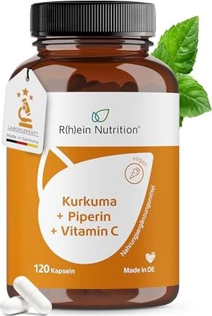 R(h)ein Nutrition Kurkuma + Piperin Vitamin C Kapseln, 120 Stück