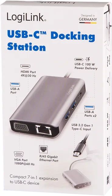 LogiLink USB 3.2 Gen 1 Dockingstation 7-in-1 Port, USB-C 3.0 [Stecker]