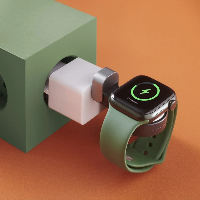 Hama Apple Watch Ladegerät für kabelloses Laden USB-C-Ladestation magnetisch weiß