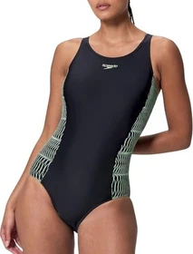 Speedo Medalist Placement Badeanzug schwarz/grün (Damen)