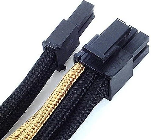 SilverStone PP07-PCIBG, 6/8-Pin PCIe Verlängerung 250mm, sleeved schwarz/gold