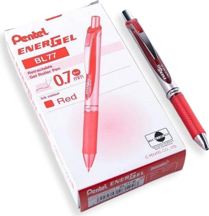 Pentel EnerGel XM BL77 Gelroller rot/silber, 12er-Pack