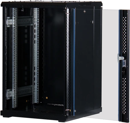 Rockstable 19" Serverschrank 18HE, Sicherheitsglastür, IP2X, schwarz, 600mm tief