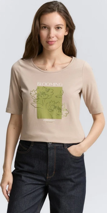 Tom Tailor Print T-Shirt kurzarm soft taupe grey (Damen)