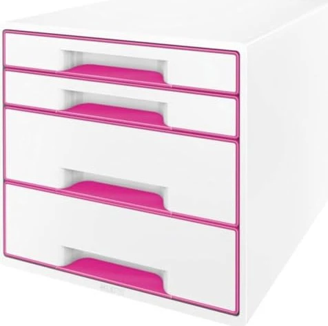 Leitz Wow Cube Schubladenbox, 4 Schubladen, rosa
