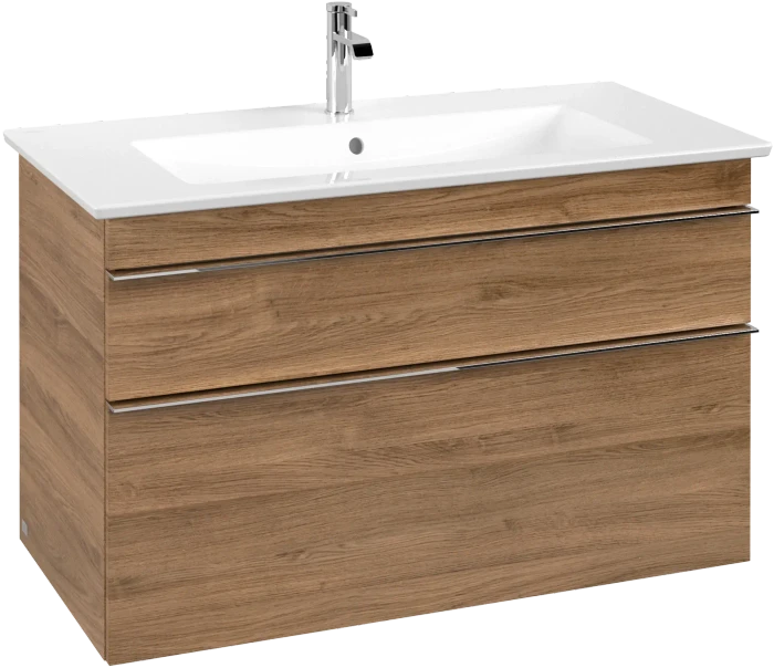 Villeroy & Boch Venticello Waschbeckenunterschrank für Becken mittig 2 Auszüge 953x590x477mm kansas oak/chrome