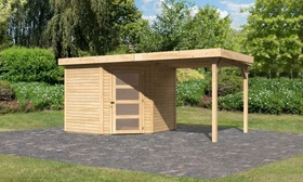 Karibu Schwandorf 5 Gartenhaus inkl. Anbau 2.4m natur