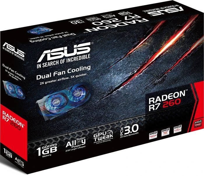 ASUS Radeon R7 260, Radeon R7 260, 1GB GDDR5, DVI, HDMI, DP