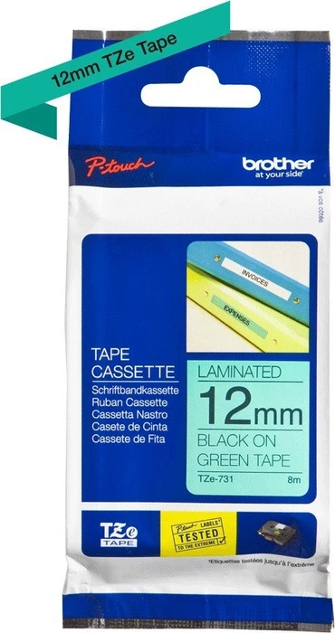 Brother TZe-731 Beschriftungsband, 12mm, schwarz/grün