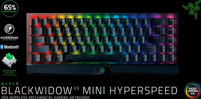 Razer BlackWidow V3 Mini HyperSpeed, Razer GREEN, USB/Bluetooth, US