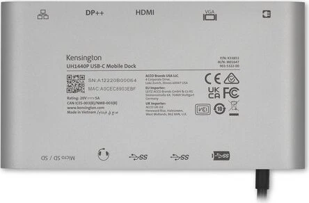 Kensington UH1440P Mobile USB-C Duale Video Dockingstation, USB-C 3.0 [Stecker]