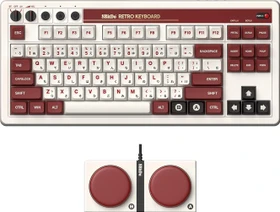 8BitDo Retro Mechanical Keyboard, Fami Edition, weiß/rot, Kailh Box V2 WHITE, USB/Bluetooth, US