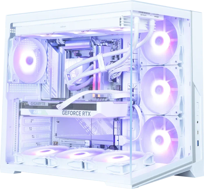 Zalman D40 White, weiß, Glasfenster