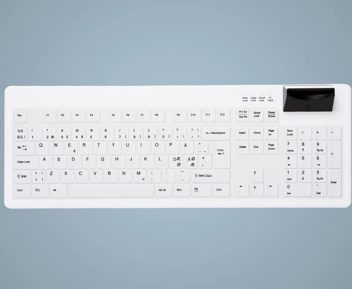 Contour Design Active Key Hygiene-Tastatur mit Chipkartenleser, weiß, USB, DE