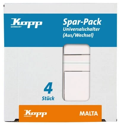 Kopp Malta Profi-Pack: 4 Universalschalter, weiß