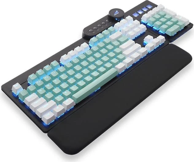 Mountain Mineral Keycap Set, Kunststoff (PBT) Double-Shot, weiß/türkis, 113 Tasten (104+9), ANSI-US