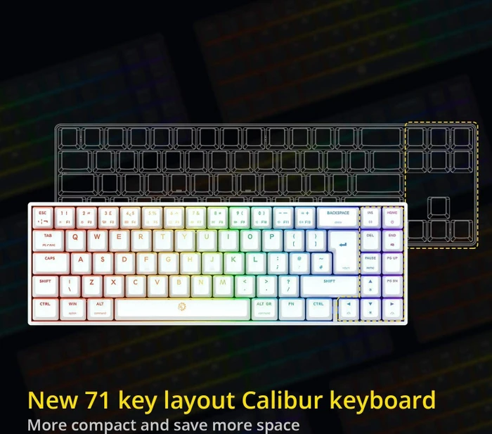 Drevo Calibur V2 TE PC/Mac, LEDs RGB, weiß, MX RGB BROWN, USB, UK