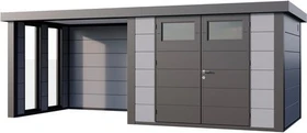 Telluria Classico 3024 Gerätehaus inkl. Anbau 2.84m links lichtgrau