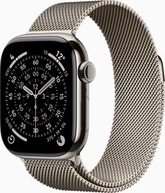 Apple Watch Series 11 (GPS + Cellular) 42mm Titan natur mit Milanaise-Armband natur