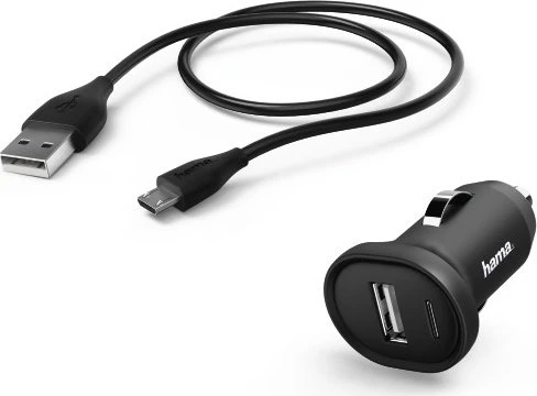 Hama Kfz-Ladeset Picco Micro-USB 1A Ladegerät + Ladekabel 1.4m schwarz
