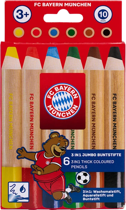 FC Bayern München 3in1 Jumbo Buntstift 6 Farben/blau/gelb, 6er-Set