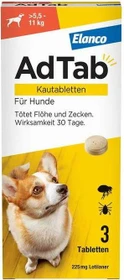 Elanco AdTab Hund 2.5-11kg Kautabletten gegen Zecken und Flöhe, 3 Stück