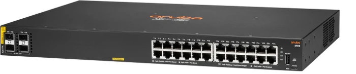 HPE Aruba CX 6100 Series Rackmount Gigabit Managed Switch, 24x RJ-45, 4x SFP+, 370W PoE+