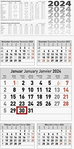 Brunnen Wandkalender 5-Monatsansicht 2024, 300x585mm