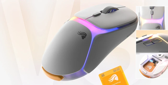 Glorious Model O3 8K Wireless mit Ladestation, weiß, USB/Bluetooth