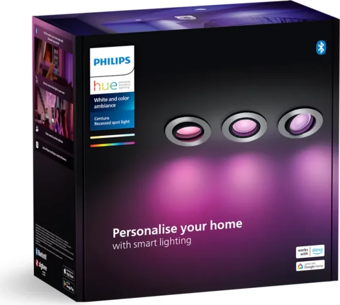Philips Hue White and Color Ambiance Centura Einbauleuchte rund silber, 3 Stück
