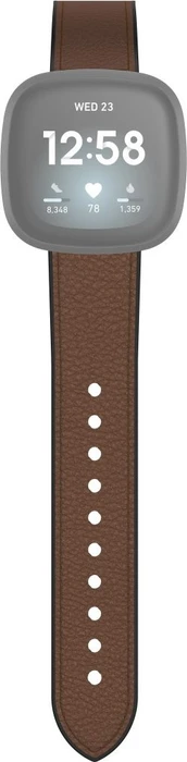 Hama Ersatzarmband Leder/Silikon 20mm für Fitbit Versa 3/Sense braun
