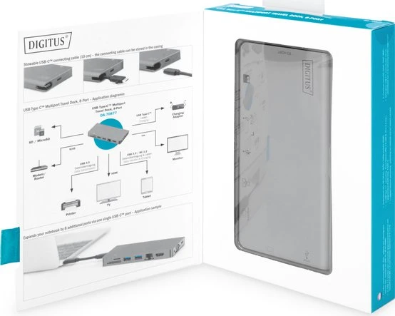 Digitus Multiport Travel Dock grau, USB-C 3.0 [Buchse]