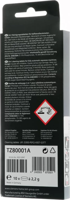 BSH Hausgeräte Reinigungstabletten für Kaffeemaschinen und Wasserkocher, 10 Stück