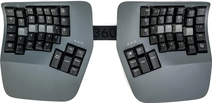 Kinesis Advantage 360 Professional Split Mechanical Keyboard, grau/schwarz, Gateron BROWN, USB/Bluetooth, US