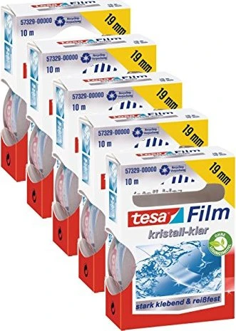 tesa tesafilm 57329 Faltschachtel kristall-klar, Klebeband, 19mm/10m, 1 Stück