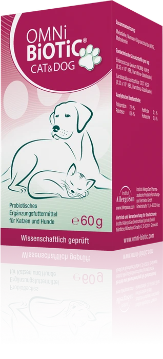 AllergoSan OMNi-BiOTiC Cat & Dog, Probiotika für Hunde und Katzen, 60g
