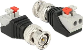 DeLOCK BNC [Stecker] auf 2-Pin-Terminalblock Adapter mit Drucktasten (65525)