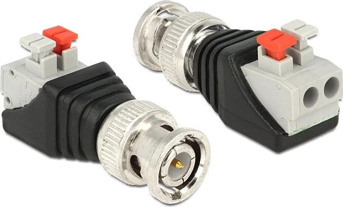 DeLOCK BNC [Stecker] auf 2-Pin-Terminalblock Adapter mit Drucktasten