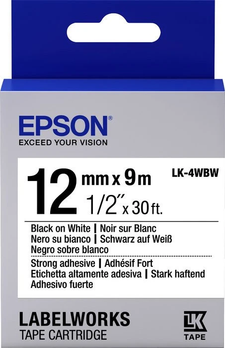 Epson LK-4WBW Beschriftungsband, 12mm, schwarz/weiß