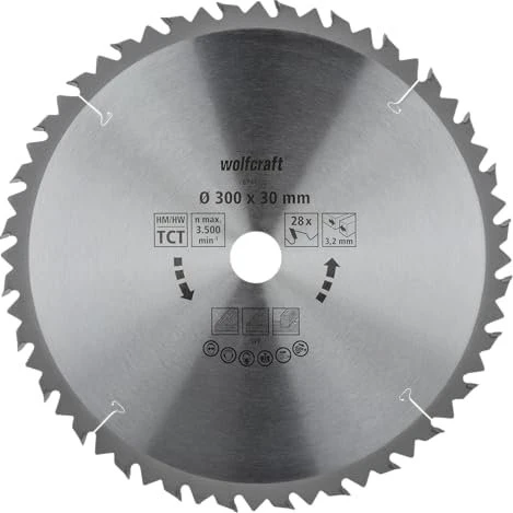 Wolfcraft Serie Braun Kreissägeblatt 28Z, 300x3.2x30mm, 1 Stück
