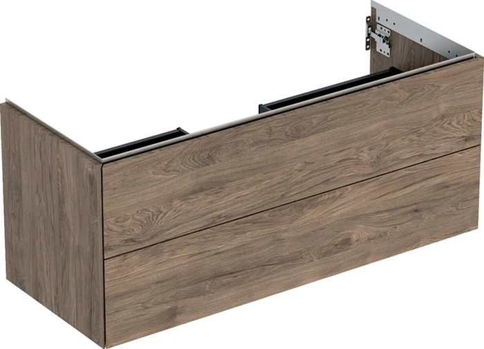 Geberit ONE Unterschrank für Waschtisch, mit zwei Schubladen, 120cm, Nussbaum hickory/Melamin Holzstruktur