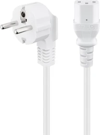 Wentronic Goobay Kaltgeräte Netzkabel, Schutzkontakt auf Kaltgerätestecker C13, gewinkelt, weiß, 3m