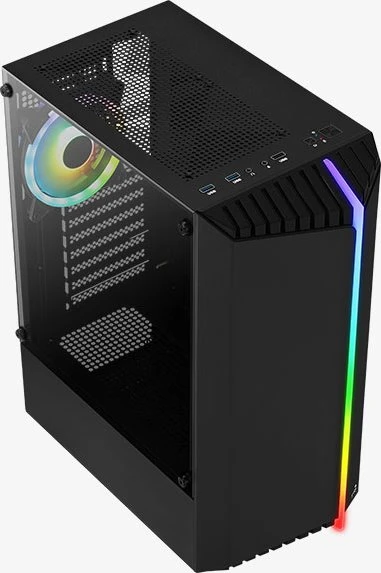 AeroCool Bionic V2, schwarz, Lüfter LED RGB, Glasfenster