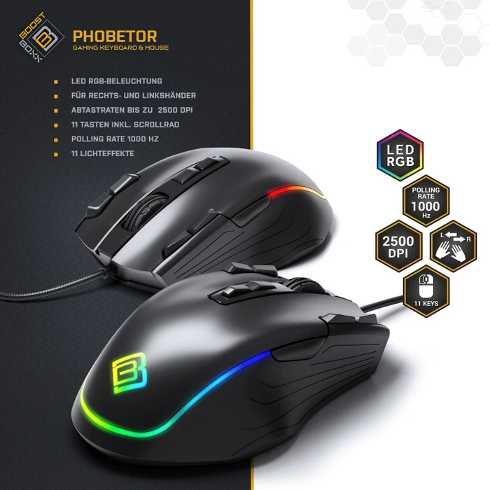 BoostBoxx Phobetor Gaming Desktop RGB Set schwarz, LEDs RGB, USB, DE