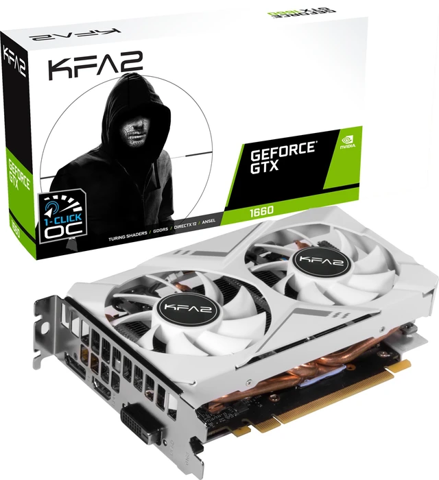 KFA2 GeForce GTX 1660 White Mini (1-Click OC), 6GB GDDR5, DVI, HDMI, DP